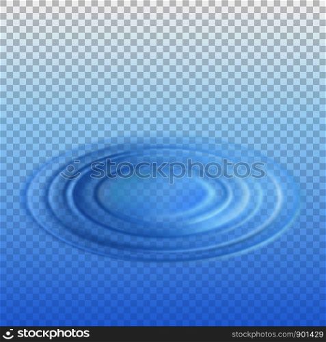 Ripple effect on water from a falling drop with transparency. Isolated vector illustration