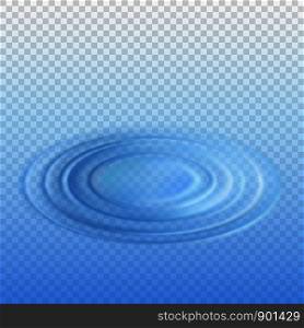 Ripple effect on water from a falling drop with transparency. Isolated vector illustration
