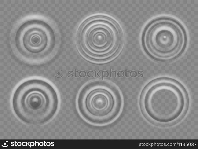 Ripple on water surface. Splash water impact top view, circle water ripples, liquid swirl effect with circular waves vector motion of drops texture. Ripple on water surface. Splash water impact top view, circle water ripples, liquid swirl effect with circular waves vector texture