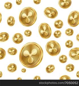 Ripple Seamless Pattern Vector. Gold Coins. Digital Currency. Fintech Blockchain. Isolated Background. Golden Finance Banking Texture.. Ripple Seamless Pattern Vector. Gold Coins. Digital Currency. Fintech Blockchain. Isolated Background