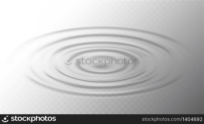 Ripple Water Surface From Drop Side View Vector. Gravity Capillary Water Waves Motion Produced By Droplet. Beverage Or Drink Swirl Round Texture, Fluid Inertia Mockup Realistic Illustration. Ripple Water Surface From Drop Side View Vector