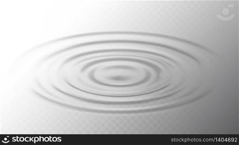 Ripple Water Surface From Drop Side View Vector. Gravity Capillary Water Waves Motion Produced By Droplet. Beverage Or Drink Swirl Round Texture, Fluid Inertia Mockup Realistic Illustration. Ripple Water Surface From Drop Side View Vector