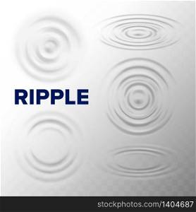 Ripple Water Surface Texture From Drop Set Vector. Collection Of Different Gravity Capillary Water And Sound Waves Motion. Swirl In Round Shape, Fluid Inertia Template Realistic 3d Illustrations. Ripple Water Surface Texture From Drop Set Vector