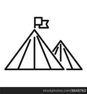 Rise flag on mountain icon outline vector. Top career. Peak concept. Rise flag on mountain icon outline vector. Top career