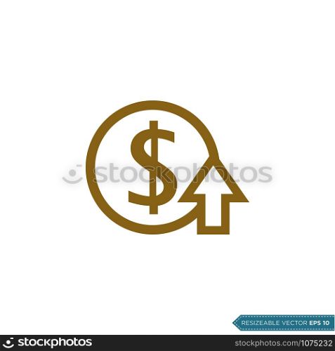 Rise Up Money Icon Vector Template Flat Design