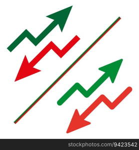 Rising and falling arrow icon. Increase and decrease sign. Vector illustration. EPS 10. stock image.. Rising and falling arrow icon. Increase and decrease sign. Vector illustration. EPS 10.