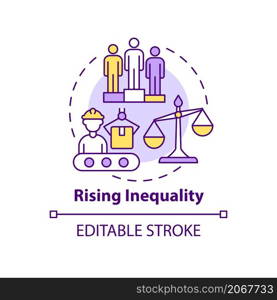 Rising inequality concept icon. Negative impact of automation abstract idea thin line illustration. Isolated outline drawing. Editable stroke. Roboto-Medium, Myriad Pro-Bold fonts used. Rising inequality concept icon