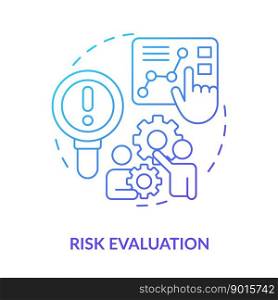 Risk evaluation blue gradient concept icon. Potential hazard. Effective disaster recovery plan abstract idea thin line illustration. Isolated outline drawing. Myriad Pro-Bold font used. Risk evaluation blue gradient concept icon