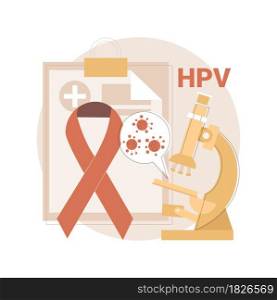 Risk factors for HPV abstract concept vector illustration. Human papillomavirus transmission, risk factors, HPV prevention, infection diagnostics and treatment, immune systems abstract metaphor.. Risk factors for HPV abstract concept vector illustration.