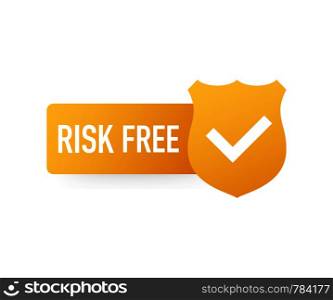 Risk-free guarantee label on white background. Vector stock illustration.