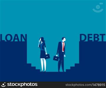 Risks of doing business. Concept business vector illustration, Loan and Debt, Direction, Looking and Analysis.