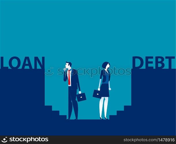 Risks of doing business. Concept business vector illustration, Loan and Debt, Direction, Looking and Analysis.