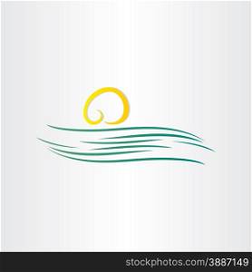 river and sun symbol design