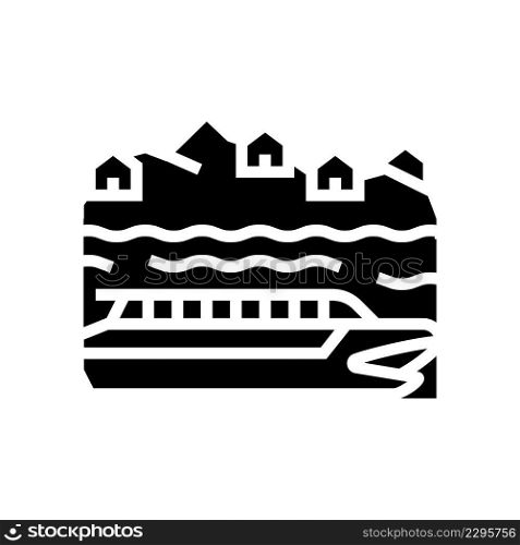 river cruise glyph icon vector. river cruise sign. isolated contour symbol black illustration. river cruise glyph icon vector illustration