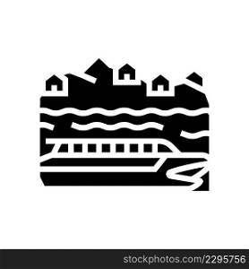 river cruise glyph icon vector. river cruise sign. isolated contour symbol black illustration. river cruise glyph icon vector illustration