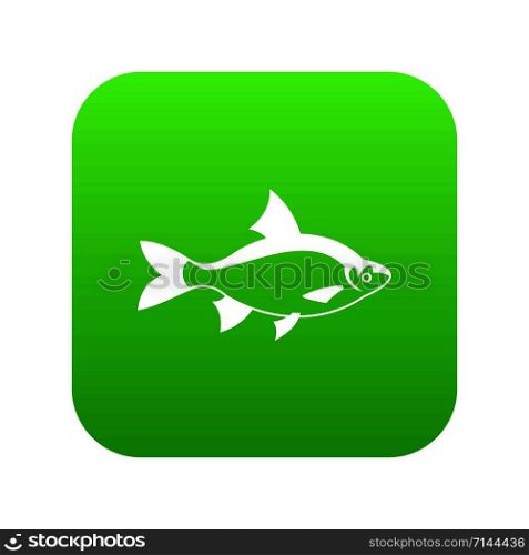 River fish icon digital green for any design isolated on white vector illustration. River fish icon digital green