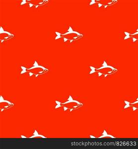River fish pattern repeat seamless in orange color for any design. Vector geometric illustration. River fish pattern seamless