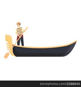 River gondolier icon cartoon vector. Venice gondola. Italian boat. River gondolier icon cartoon vector. Venice gondola