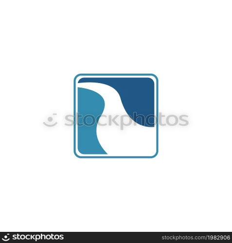 River icon logo flat design template vector