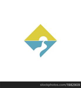 River icon logo flat design template vector