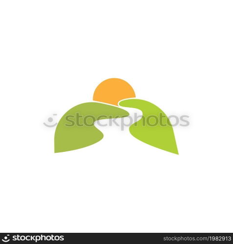 River icon logo flat design template vector