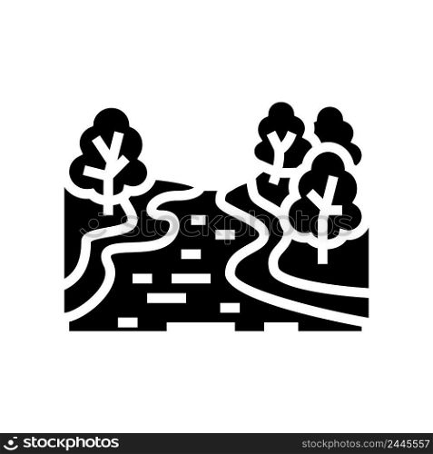 river nature glyph icon vector. river nature sign. isolated contour symbol black illustration. river nature glyph icon vector illustration
