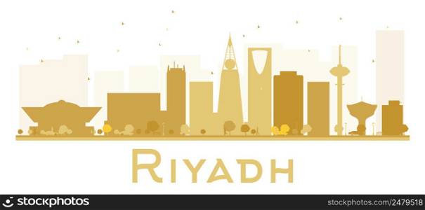 Riyadh City skyline golden silhouette. Vector illustration. Simple flat concept for tourism presentation, banner, placard or web site. Business travel concept. Riyadh isolated on white background