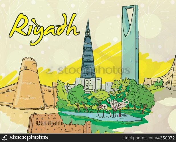 riyadh doodles vector illustration
