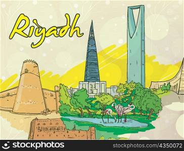 riyadh doodles vector illustration