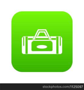 Road bag icon digital green for any design isolated on white vector illustration. Road bag icon digital green