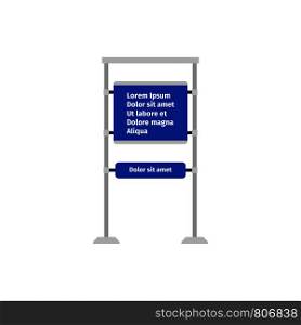 Road blue information sign on white background, vector illustration. Road information sign