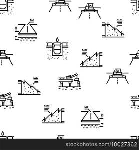 Road Construction Vector Seamless Pattern Thin Line Illustration. Road Construction Vector Seamless Pattern
