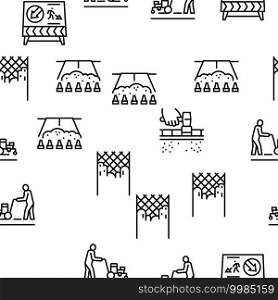 Road Construction Vector Seamless Pattern Thin Line Illustration. Road Construction Vector Seamless Pattern