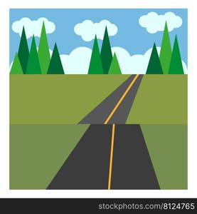 Road forest sky in cartoon style. Country environment. Vector illustration. Stock image. EPS 10.. Road forest sky in cartoon style. Country environment. Vector illustration. Stock image. 