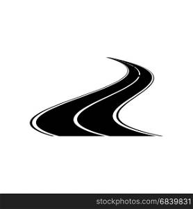 Road icon, vector. Vector black car road icon. Highway symbol. Road sign.