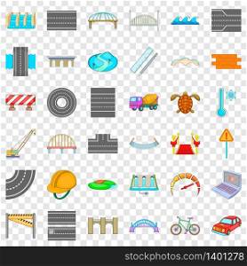Road icons set. Cartoon style of 36 road vector icons for web for any design. Road icons set, cartoon style