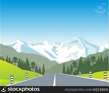 Road in mountain. The Car road in mountain terrain.Vector illustration
