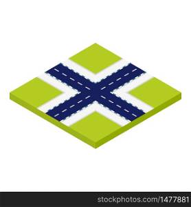 Road intersection icon. Isometric of road intersection vector icon for web design isolated on white background. Road intersection icon, isometric style