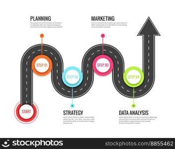 Road journey infographic trip directional map vector image