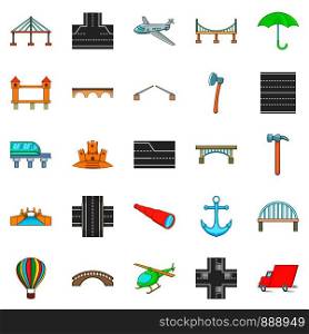 Road junction icons set. Cartoon set of 25 road junction vector icons for web isolated on white background. Road junction icons set, cartoon style