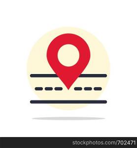 Road, Location, Way, Map Abstract Circle Background Flat color Icon
