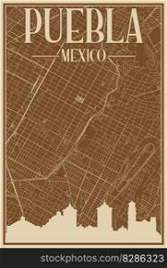 Road network poster of the downtown PUEBLA, MEXICO