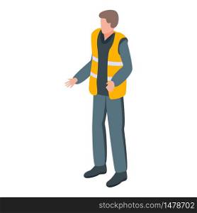 Road repair man icon. Isometric of road repair man vector icon for web design isolated on white background. Road repair man icon, isometric style