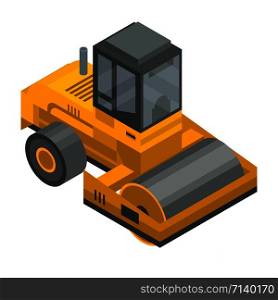 Road roller vehicle icon. Isometric of road roller vehicle vector icon for web design isolated on white background. Road roller vehicle icon, isometric style