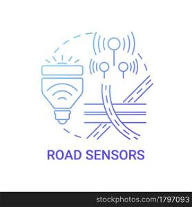 Road sensors gradient blue concept icon. City traffic control abstract idea thin line illustration. Road motion management. Vehicles control. Vector isolated outline color drawing.. Road sensors gradient blue concept icon