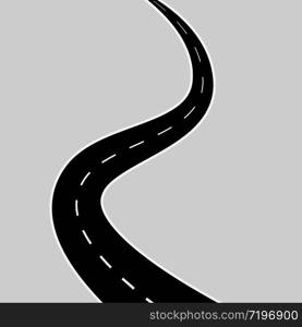 Road shape cartoon style vector illustration. Symbols and objects for design isolated on background. Asphalt road template. Bending high way, highway geometric style