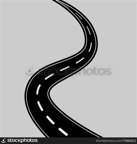 Road shape cartoon style vector illustration. Symbols and objects for design isolated on background. Asphalt road template. Bending high way, highway geometric style