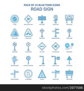 Road Sign Blue Tone Icon Pack - 25 Icon Sets