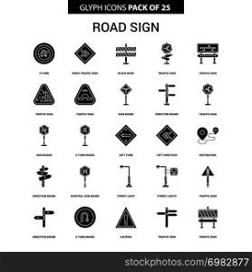 Road Sign Glyph Vector Icon set