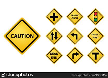 Road sign icon set. Road concept. Vector